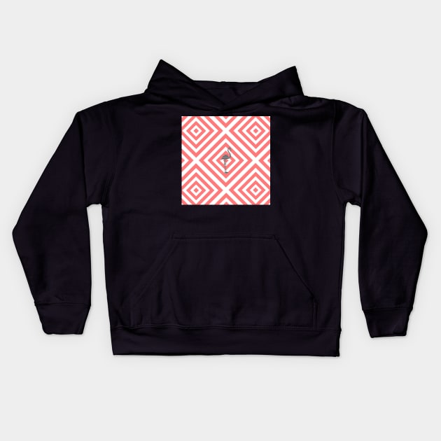 Flamingo - Abstract geometric pattern - pink and white. Kids Hoodie by kerens